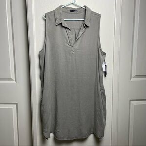 Black Tape Sleeveless Dress Women’s Plus Size 3X Soft Sage V-neck Dress NEW